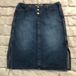 Paris Blues Jean Skirt Knee Length Buttons Size 13